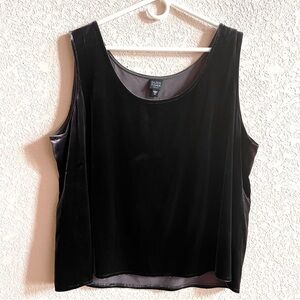 EILEEN FISHER Tank Top 2X Stretch Silk Blend Velvet Scoop Neck Shell Dark Purple
